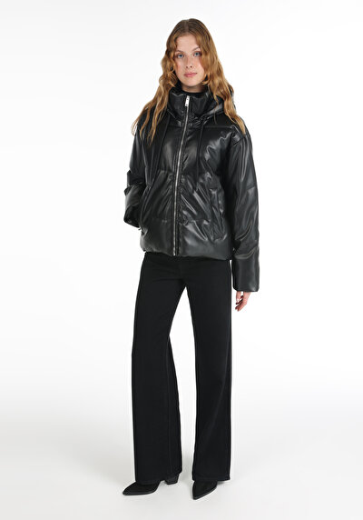 اعرض التفاصيل لـ أسود للنساء جاكيت جلد