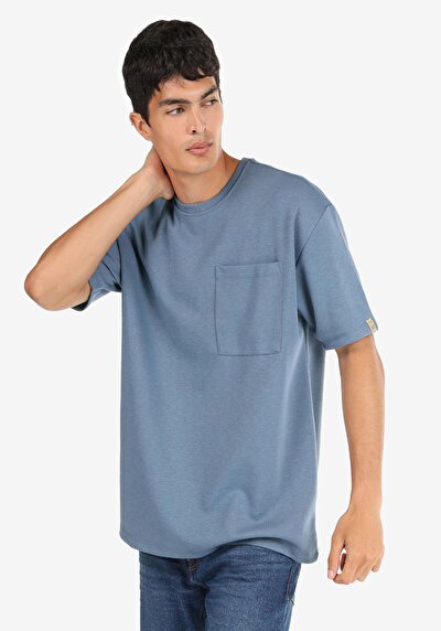 صورة من أزرق للرجال تي شيرت بأكمام قصيرة