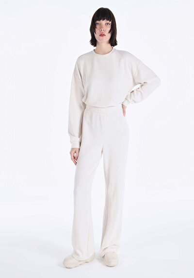 صورة من عادي   الخصر مستقيم نسائي Ecru بنطال رياضي