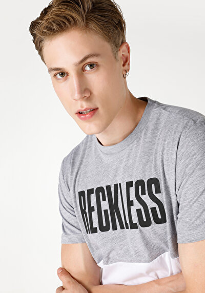 اعرض التفاصيل لـ عادي مقاس رقبة مستديرة رجالي رمادي كم قصير تي شيرت