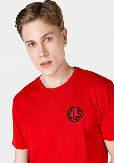 اعرض التفاصيل لـ أحمر للرجال تي شيرت بأكمام قصيرة