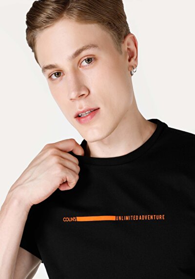 اعرض التفاصيل لـ أسود للرجال تي شيرت بأكمام قصيرة