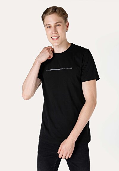 صورة من أسود للرجال تي شيرت بأكمام قصيرة