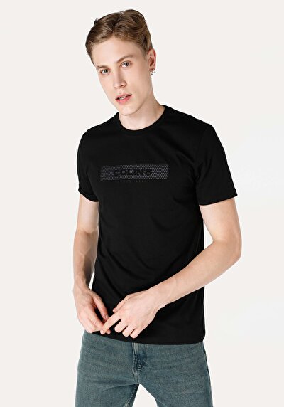 صورة من أسود للرجال تي شيرت بأكمام قصيرة