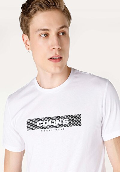 اعرض التفاصيل لـ عادي قصة رقبة مستديرة رجالي أبيض كم قصير تي شيرت