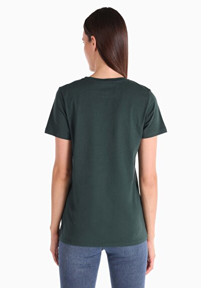 اعرض التفاصيل لـ ضيق رقبة مستديرة نسائي أخضر كم قصير تي شيرت