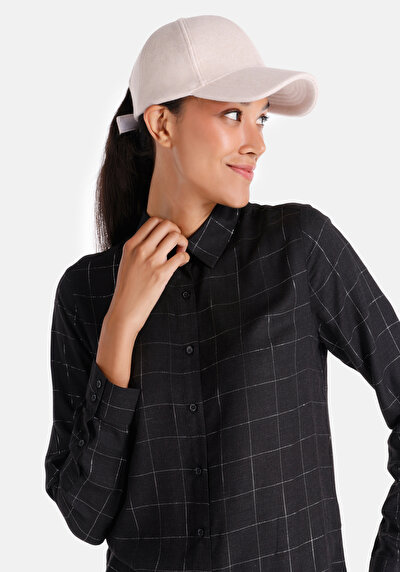 اعرض التفاصيل لـ قميص نحيف رقبة متقلب نسائي أسود كم طويل قميص