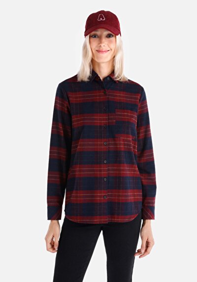 صورة من بوردو للنساء قميص  كم طويل