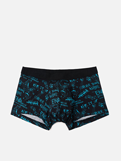 اعرض التفاصيل لـ مودرن فيت مطبوع رجالي أسود بوكسر