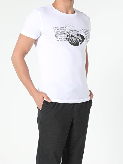 اعرض التفاصيل لـ أبيض للرجال تي شيرت بأكمام قصيرة