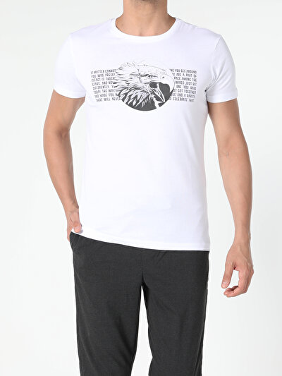 اعرض التفاصيل لـ أبيض للرجال تي شيرت بأكمام قصيرة