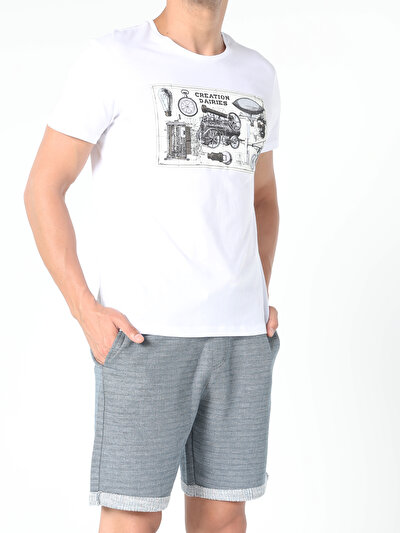 اعرض التفاصيل لـ أبيض للرجال تي شيرت بأكمام قصيرة