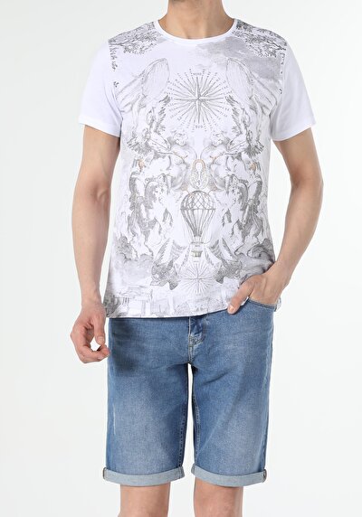 اعرض التفاصيل لـ أبيض للرجال تي شيرت بأكمام قصيرة