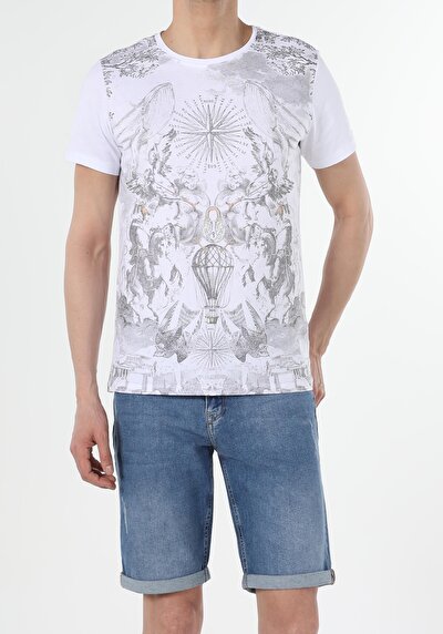 اعرض التفاصيل لـ أبيض للرجال تي شيرت بأكمام قصيرة