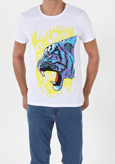 صورة من أبيض للرجال تي شيرت بأكمام قصيرة