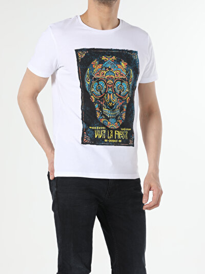 صورة من أبيض للرجال تي شيرت بأكمام قصيرة