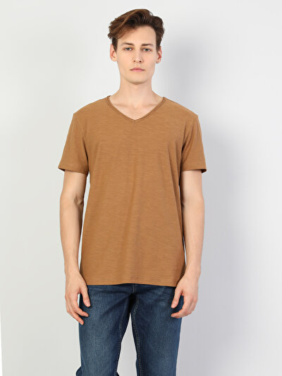 اعرض التفاصيل لـ بني للرجال تي شيرت بأكمام قصيرة