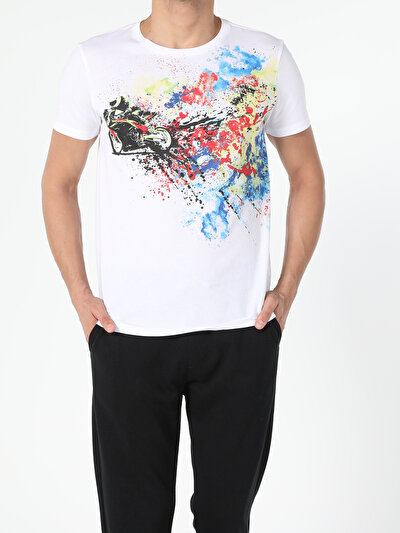 صورة من أبيض للرجال تي شيرت بأكمام قصيرة