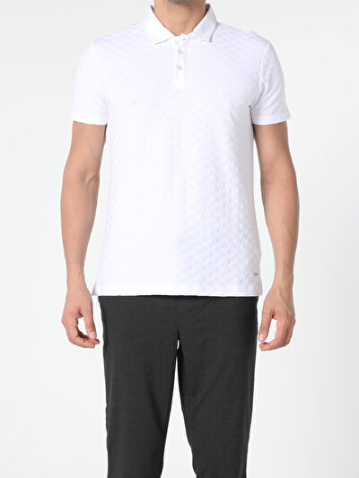 اعرض التفاصيل لـ أبيض للرجال قميص بولو  كم قصير