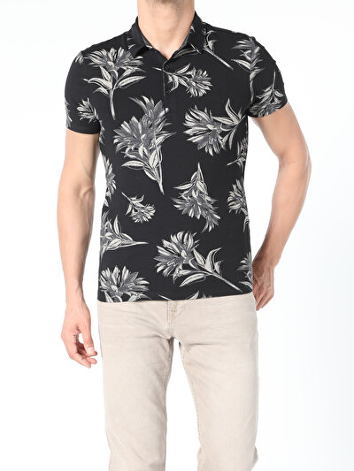 اعرض التفاصيل لـ أسود للرجال قميص بولو  كم قصير