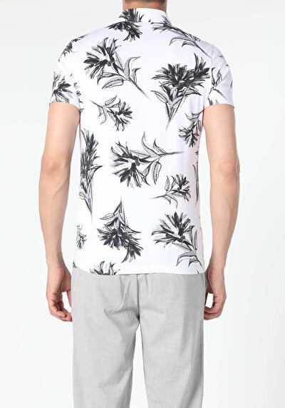 صورة من أبيض للرجال قميص بولو كم قصير