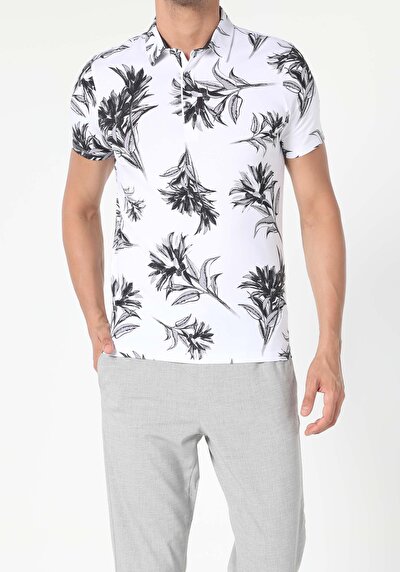 اعرض التفاصيل لـ أبيض للرجال قميص بولو  كم قصير