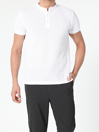 اعرض التفاصيل لـ أبيض للرجال قميص بولو  كم قصير