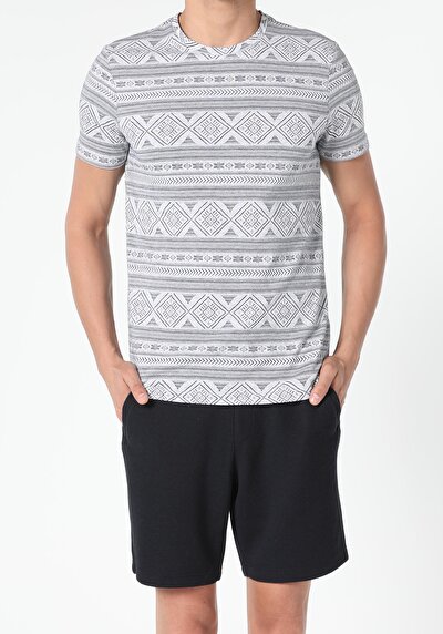 اعرض التفاصيل لـ أزرق بحري للرجال تي شيرت بأكمام قصيرة