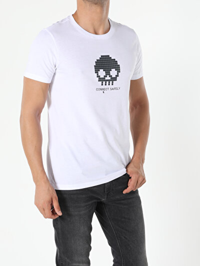 صورة من أبيض للرجال تي شيرت بأكمام قصيرة