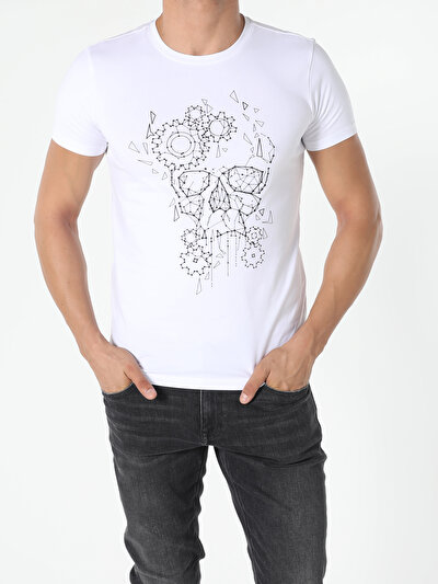 صورة من أبيض للرجال تي شيرت بأكمام قصيرة