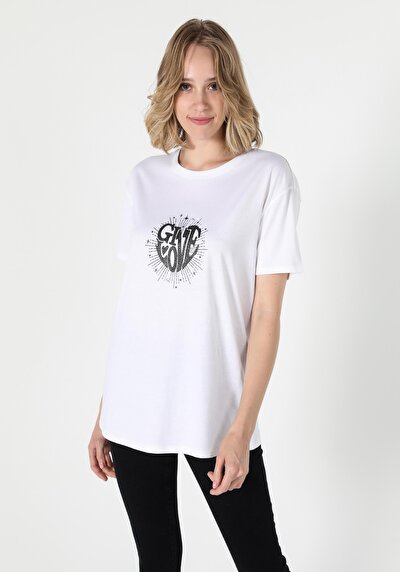 اعرض التفاصيل لـ أبيض للنساء تي شيرت بأكمام قصيرة