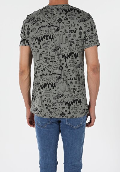 اعرض التفاصيل لـ كاكي للرجال تي شيرت بأكمام قصيرة