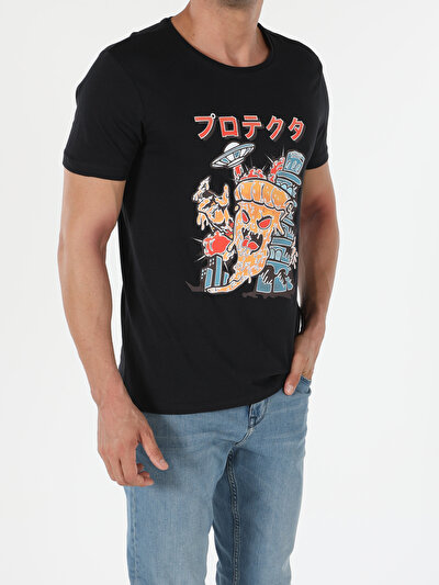 صورة من أسود للرجال تي شيرت بأكمام قصيرة