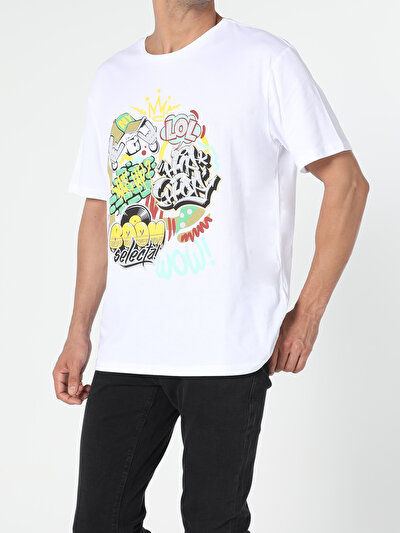 صورة من أبيض للرجال تي شيرت بأكمام قصيرة