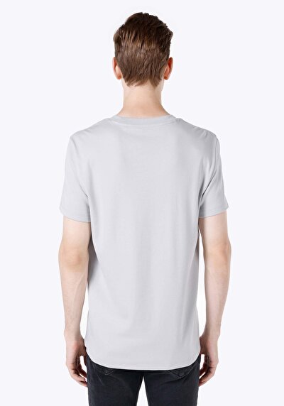 صورة من قصة عادية رقبة مستديرة مستقيم رجالي رمادي كم قصير تي شيرت