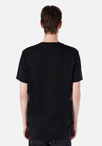 اعرض التفاصيل لـ عادي مقاس رقبة مستديرة مستقيم رجالي أسود كم قصير تي شيرت