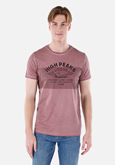 صورة من   رقبة مستديرة مستقيم تي شيرت رجالي وردي بأكمام قصيرة