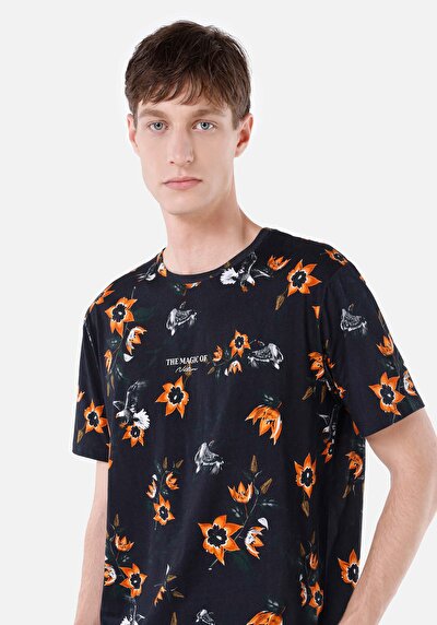 اعرض التفاصيل لـ   رقبة مستديرة مطبوعة رجالي أسود قصيرة الأكمام تي شيرت