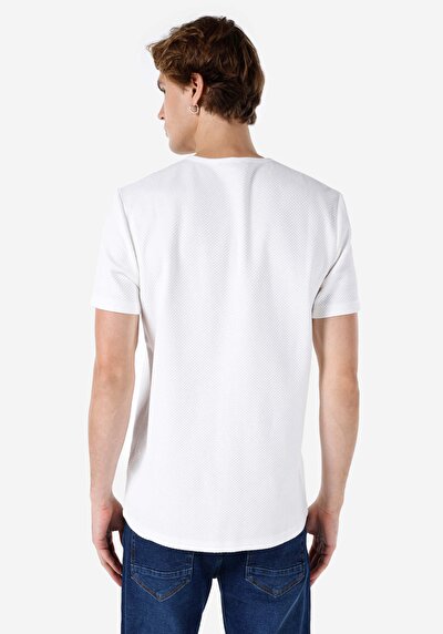 اعرض التفاصيل لـ   رقبة مستديرة مستقيم تي شيرت أبيض بأكمام قصيرة للرجال