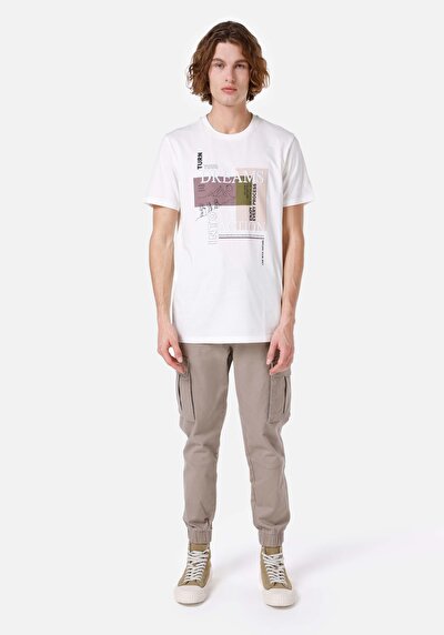 صورة من أبيض للرجال تي شيرت بأكمام قصيرة