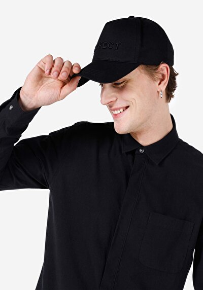 اعرض التفاصيل لـ قميص عادي رقبة مستقيم رجالي أسود كم طويل قميص