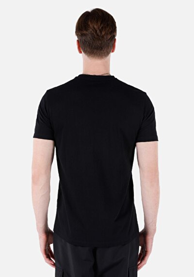 اعرض التفاصيل لـ عادي مقاس رقبة مستديرة مستقيم رجالي أسود كم قصير تي شيرت