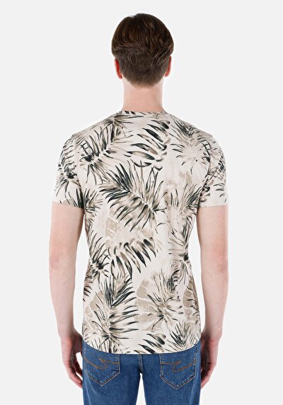 اعرض التفاصيل لـ   رقبة مستديرة مطبوعة رجالي بيج كم قصير تي شيرت