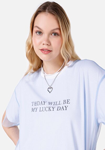 اعرض التفاصيل لـ مريح  رقبة مستديرة نسائي أزرق كم قصير تي شيرت