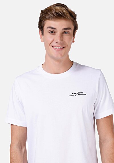 اعرض التفاصيل لـ   رقبة مستديرة مستقيم تي شيرت أبيض بأكمام قصيرة للرجال