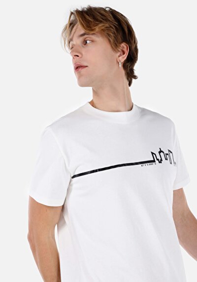 اعرض التفاصيل لـ كومفورت فيت رقبة مستديرة مستقيم تي شيرت رجالي أبيض بأكمام قصيرة