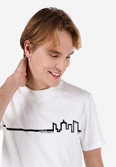 اعرض التفاصيل لـ كومفورت فيت رقبة مستديرة مستقيم تي شيرت رجالي أبيض بأكمام قصيرة