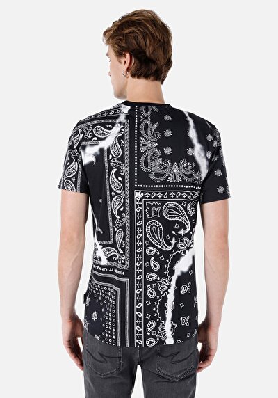 اعرض التفاصيل لـ   رقبة مستديرة مطبوعة رجالي أسود قصيرة الأكمام تي شيرت