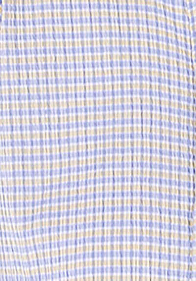 اعرض التفاصيل لـ قميص مريح رقبة منقوشة نسائي أزرق كم طويل قميص