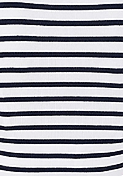 اعرض التفاصيل لـ ضيق رقبة مستديرة مخطط نسائي أزرق كحلي كم قصير تي شيرت